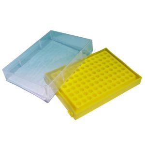 Caixa Tubo Criogênico - 96 Microtubos de 0,2ml - Autoclavável - Base Amarela