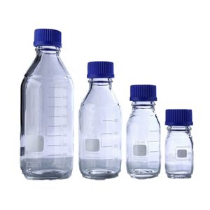 Frasco Reagente de Vidro C/ Tampa de Rosca PP Azul 250ml - Cx/ 10 unidades