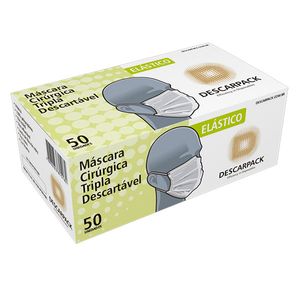 Máscara Cirúrgica Tripla de Elástico Descartável - PCT/ 50UN