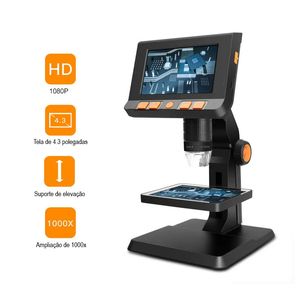 Microscópio Digital de Mesa Portátil LCD 4.3" Ampliacao 10x Display 1280*1080P