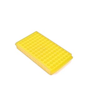 Estante Dupla Face Autoclavável em PP P/ 96 Microtubos de 0,5 e 1,5/2,0ml - Amarelo