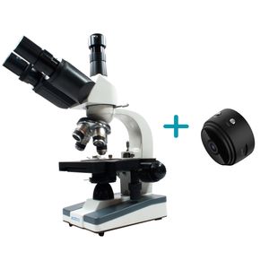 Microscopio NEW OPTICS Trinocular Otica Finita Acromatico Led 1W com Camera NO291