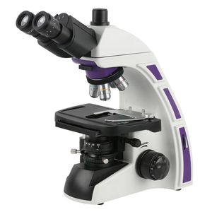 Microscopio Trinocular Otica Infinita Planacromático Led 1600x com Revolver de 5 Objetivas